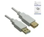 DINIC USB 2.0 HQ extensión A macho a A hembra, 28 AWG / 2C, 26 AWG / 2C, blanco, 2,00m,, DINIC Box